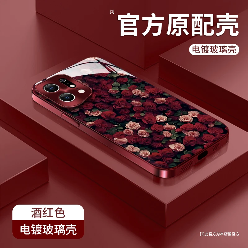 适用于oppofindx5pro红玫瑰电镀玻璃壳防摔手机壳女款高级感