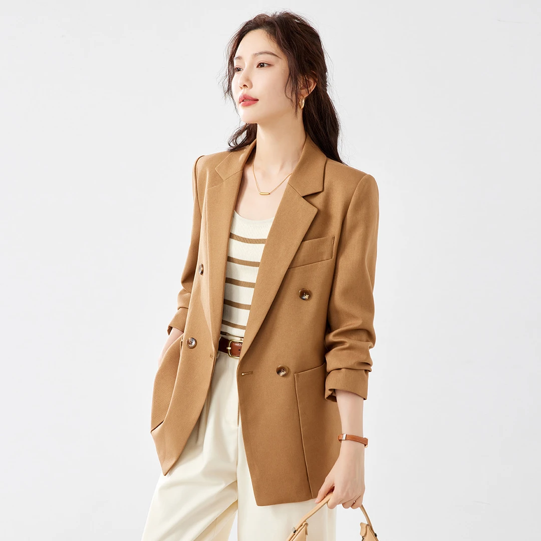 双排扣西装外套女2025秋季新款时尚高级感显瘦小个子西服上衣