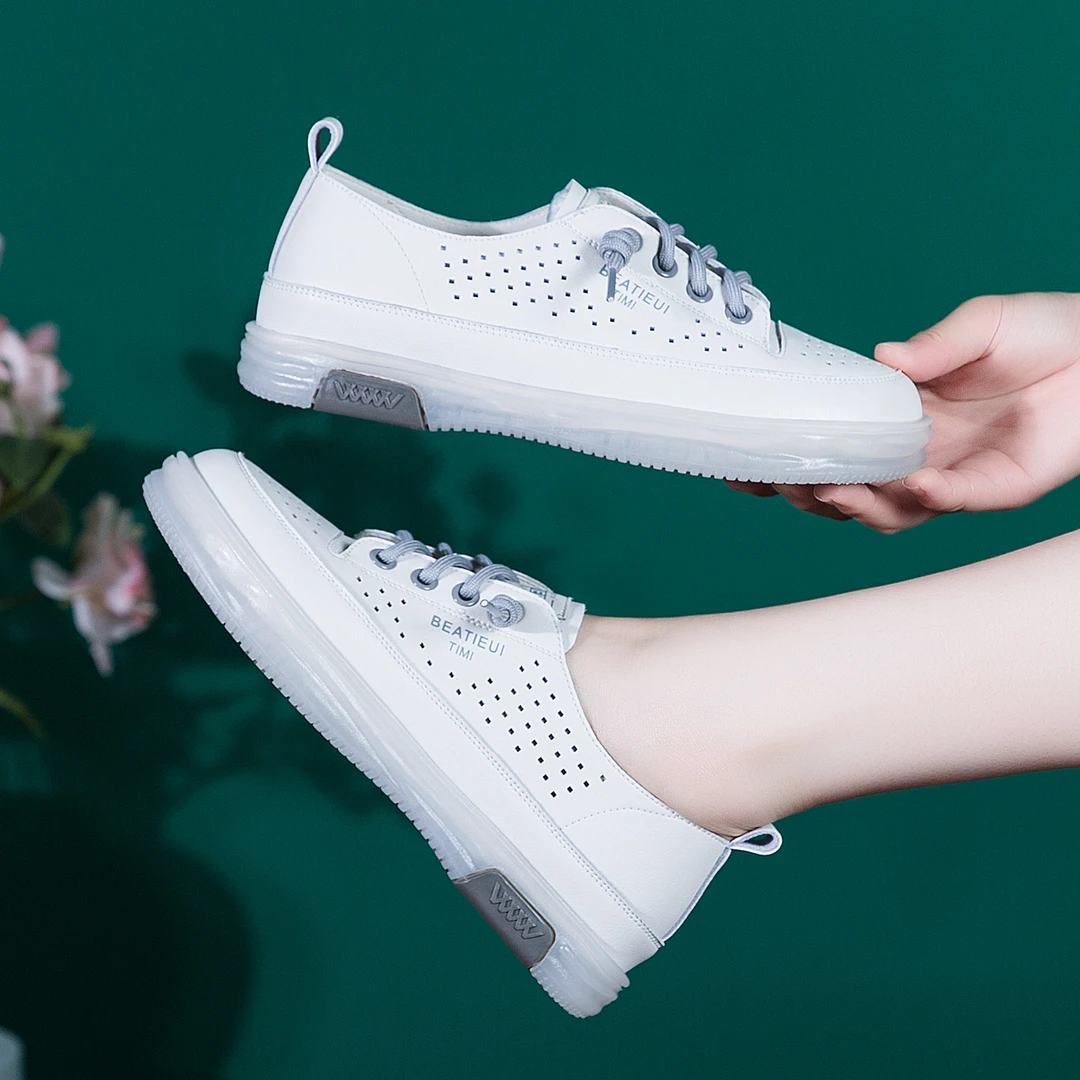2025夏季新款小白鞋镂空洞洞鞋一脚蹬妈妈鞋平底防滑平底单鞋女