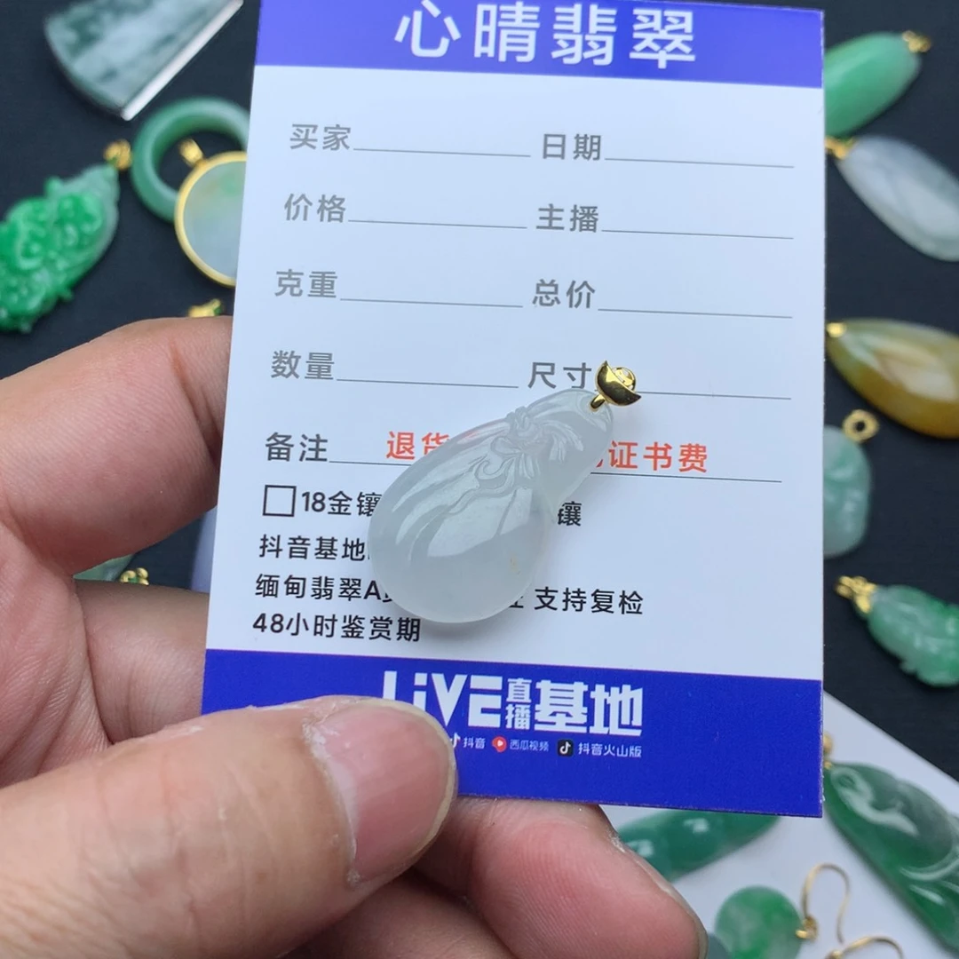 翡翠颈饰18K金镶嵌嘉***承钱袋