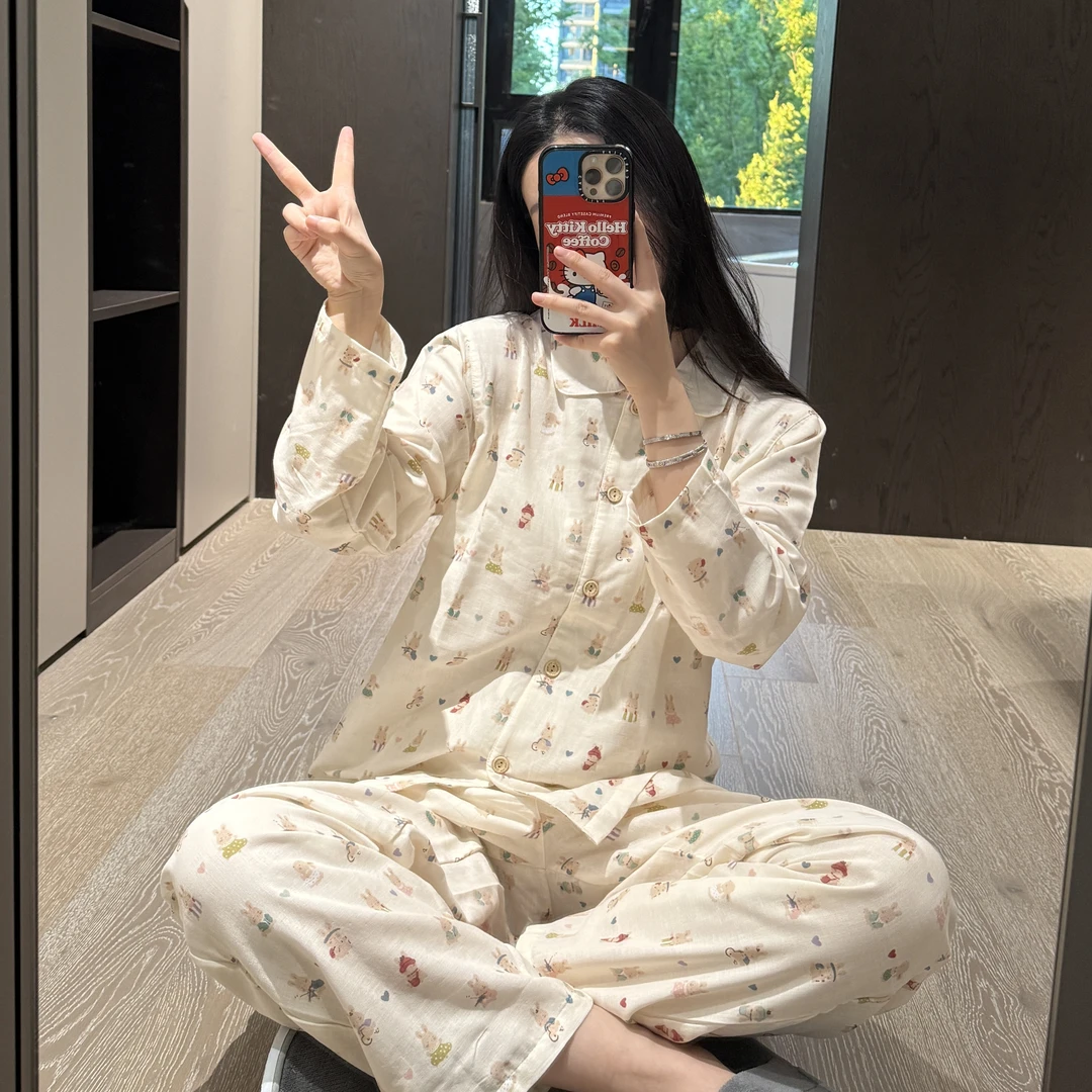【勾勾雯推荐】双层纱可爱风秋季家居服套装