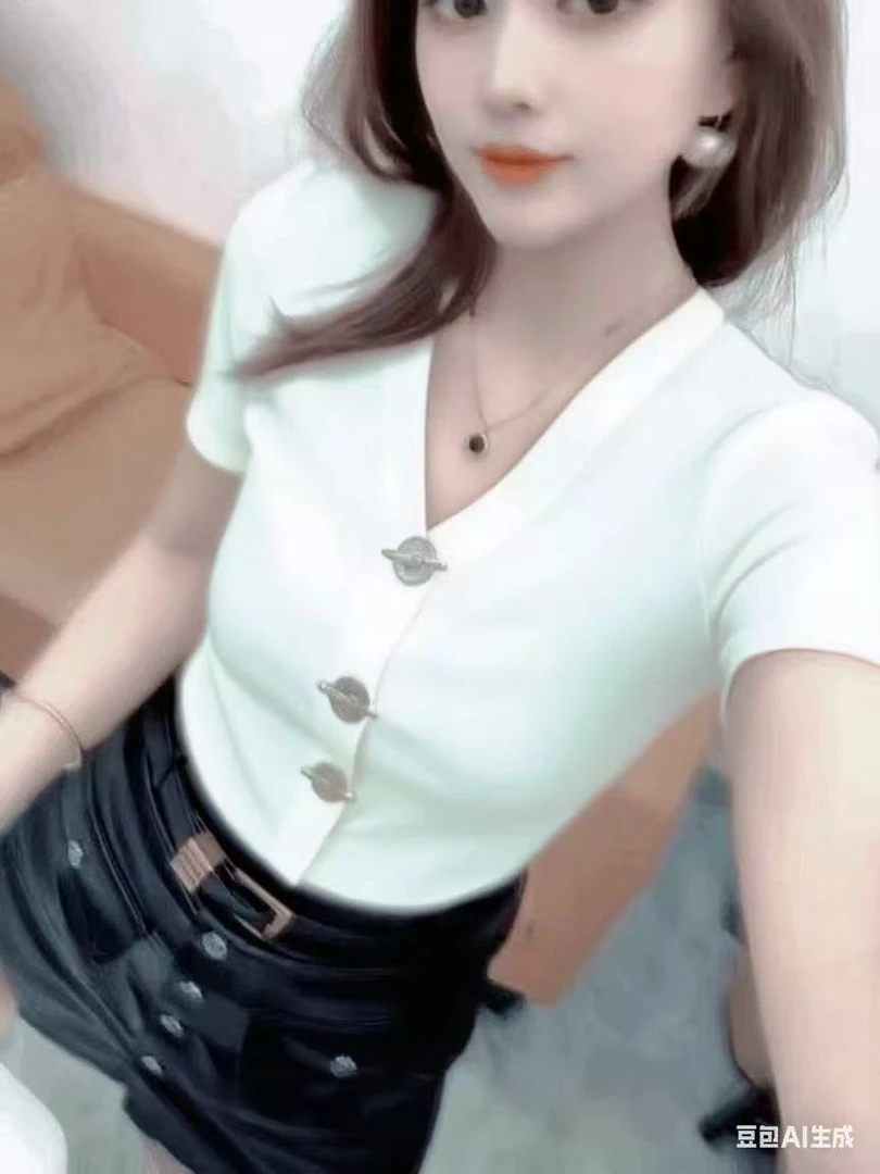 3938袖短款T恤夏季白色