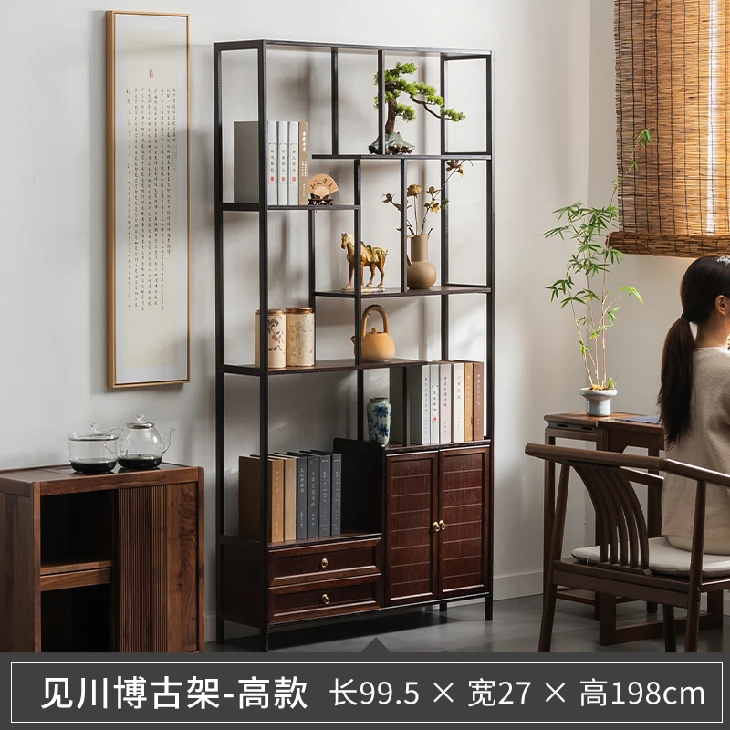 博古架茶室新中式茶柜茶架子置物架茶叶展示柜隔断客厅摆件摆放架