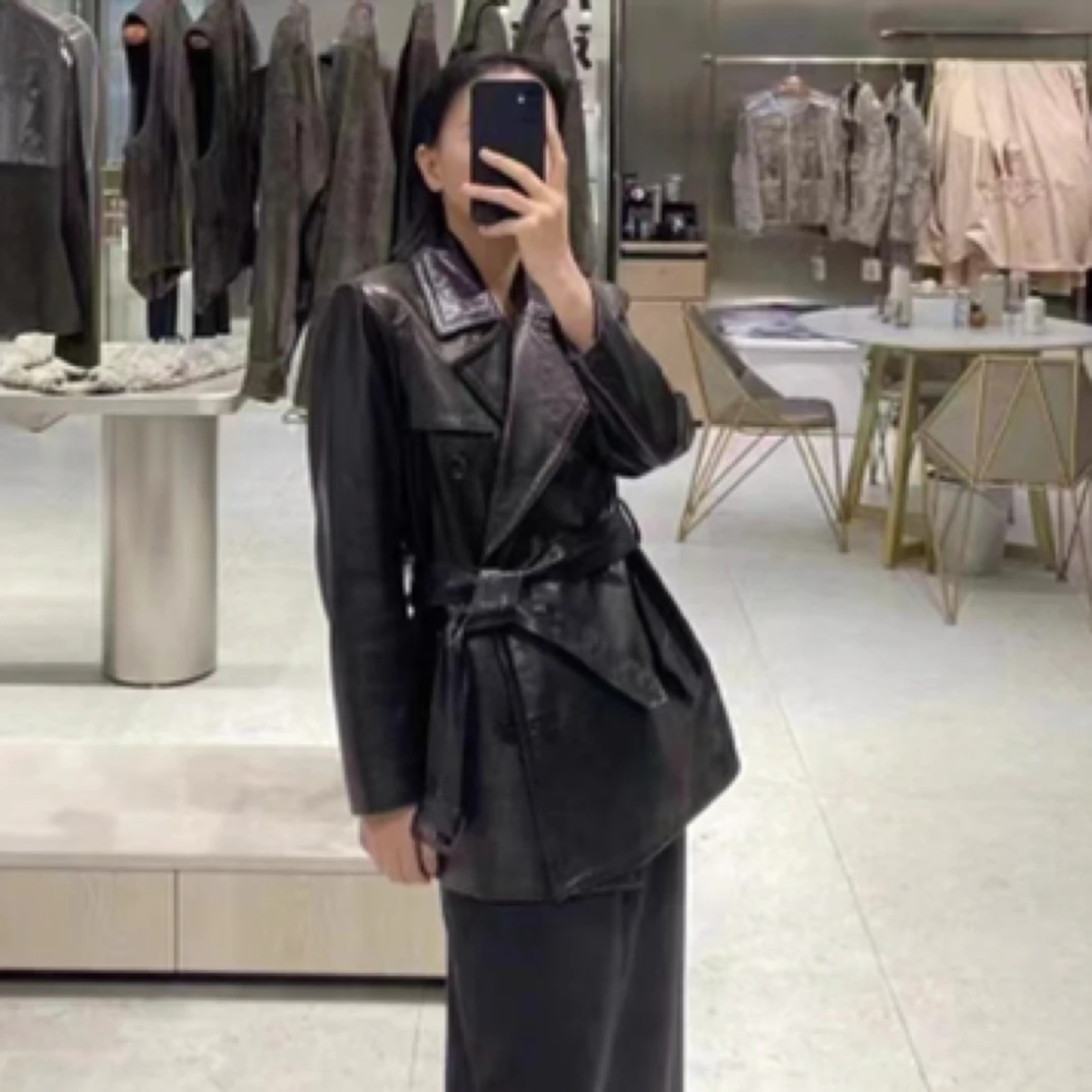 时尚气质款女皮夹克春秋休闲真皮百搭外套（以直播间为准）