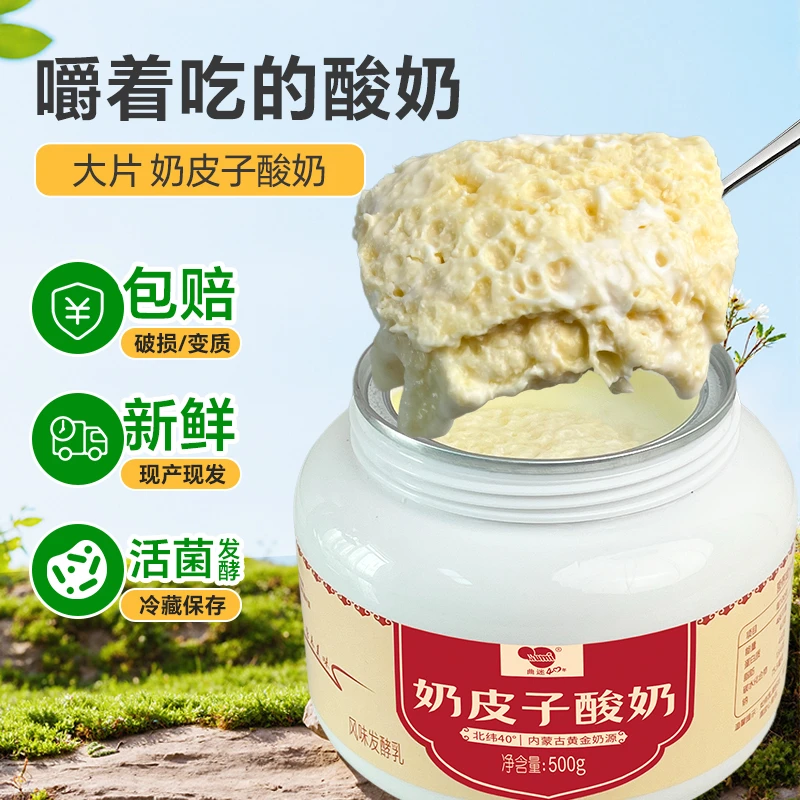 【内蒙古原产地直发】源头工厂自有奶源曲迷两层奶皮子酸奶含糖