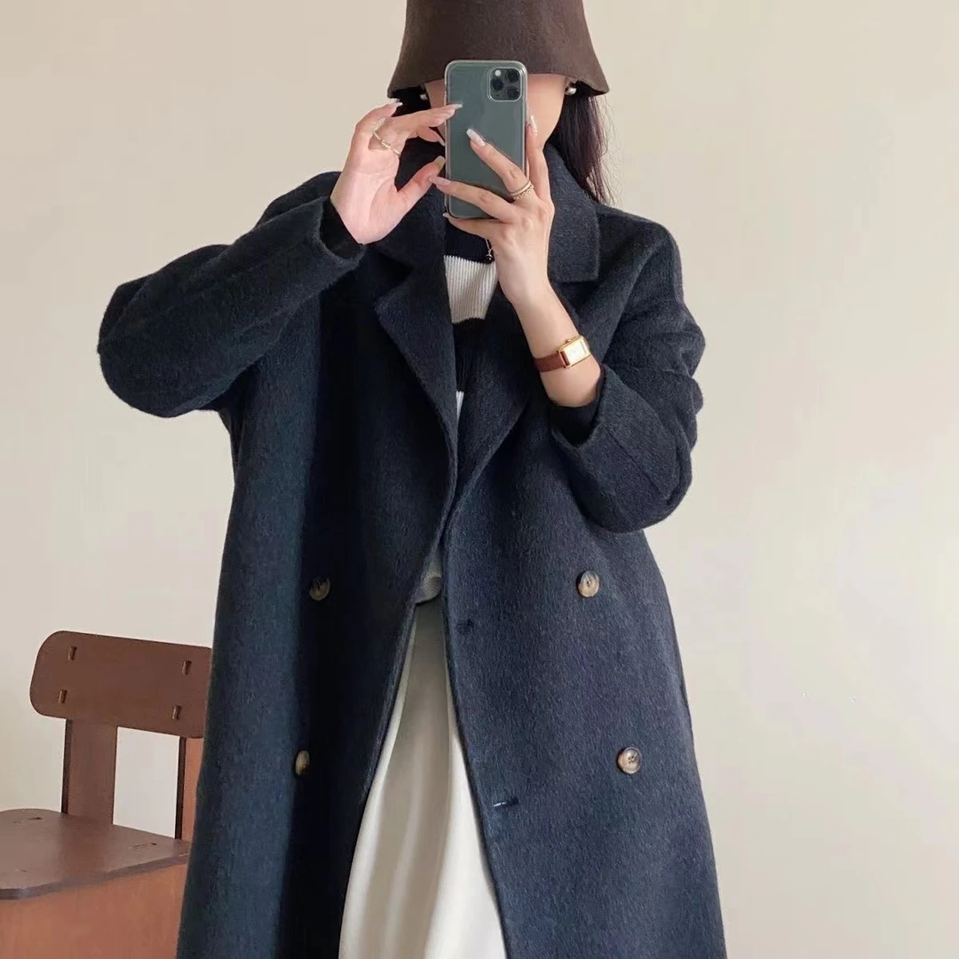 【小个子2025】韩版大衣手缝宽松冬季150小个子宽松高贵气质大衣