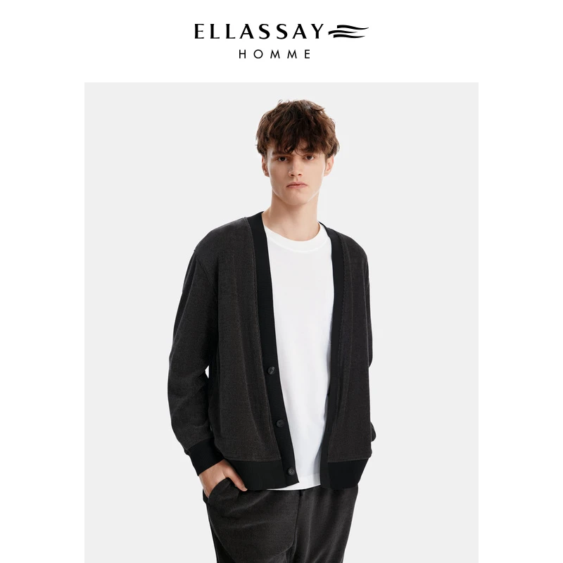 【琥珀流光】ELLASSAY歌力思男装秋冬灯芯绒针织长袖保暖开衫外套男