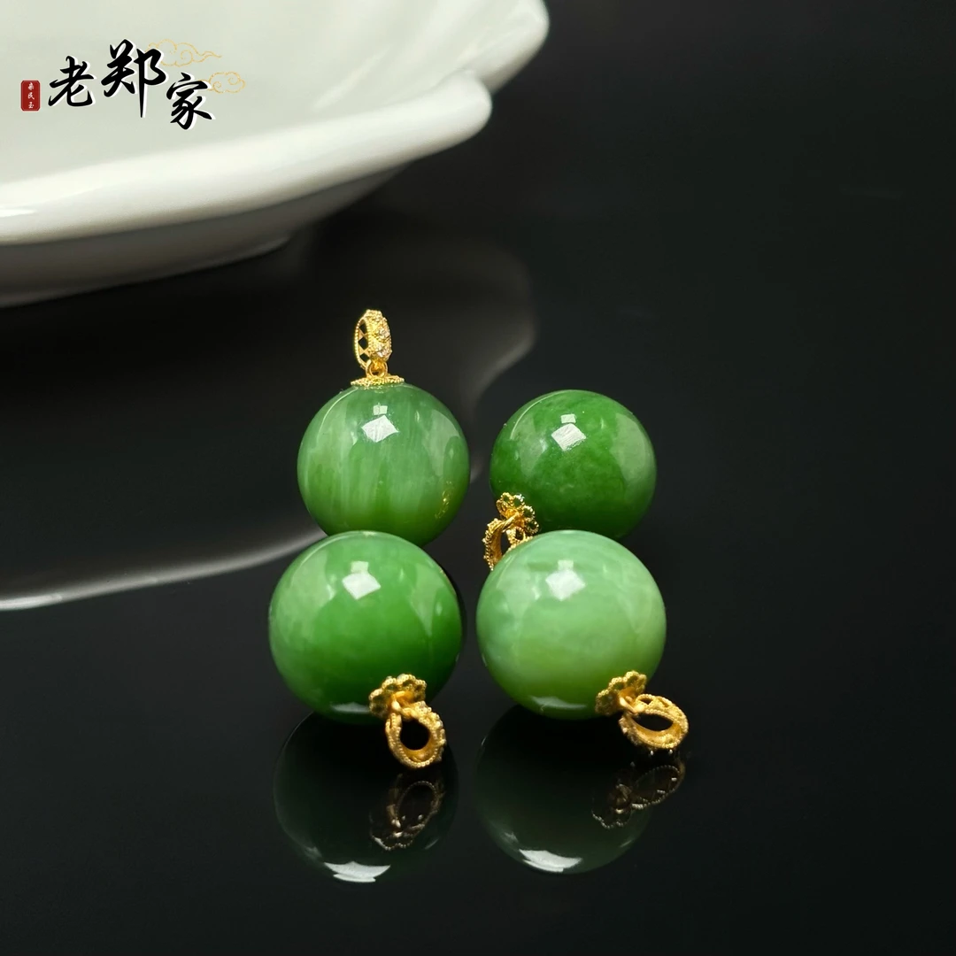 【老郑家】18K金和田玉单珠吊坠 3436 多样性发1件 约15mm+