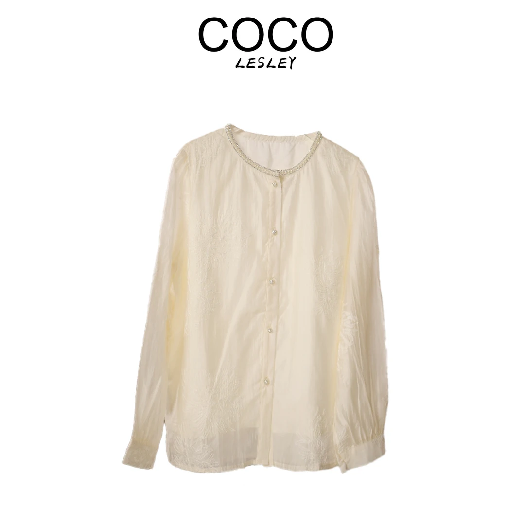 【COCO LESELY】桑蚕丝  高端 气质显瘦时尚上衣  白凤凰