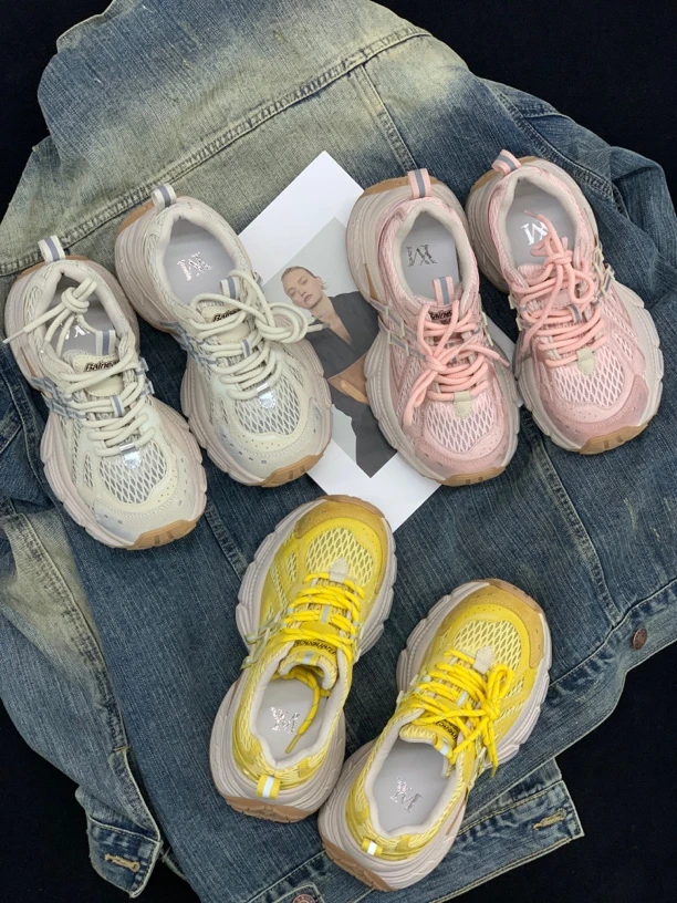 2025春夏新款厚底网面透气老爹鞋女款爆款时尚百搭运动休闲鞋