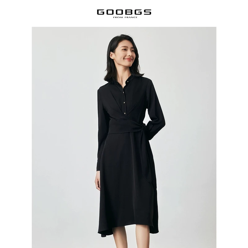 【谷邦L+】谷邦GOOBGS 黑色立领连衣裙 G3141668