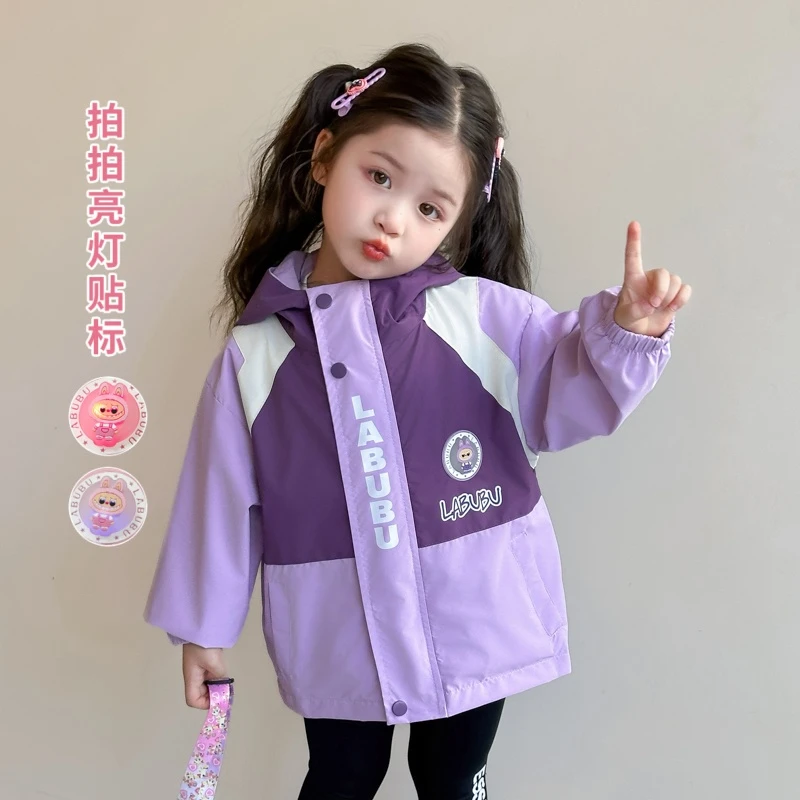 女童2025韩版拉布布春秋防风连帽冲锋衣秋冬夹克女童休闲风外套