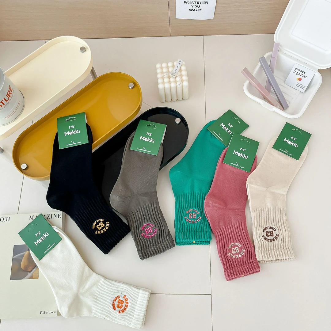 直播临时链接韩系刺绣纯色数字百搭个性潮流精梳棉