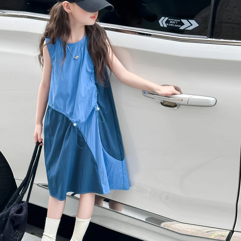 女童连衣裙夏季2025新款儿童洋气时髦背心裙大童女孩网红炸街裙子
