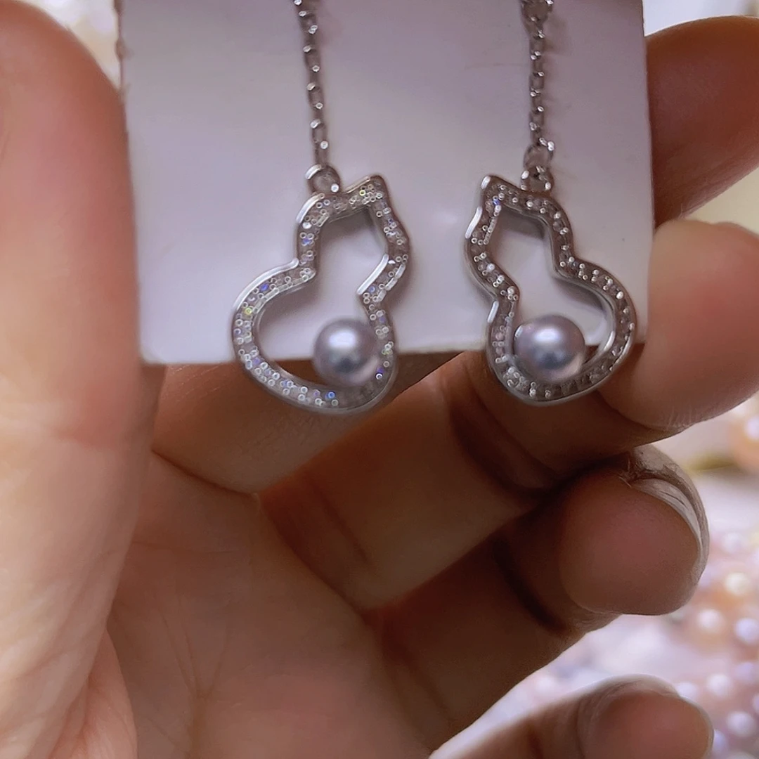 淡水珍珠银S925镶嵌吊坠或者耳钉