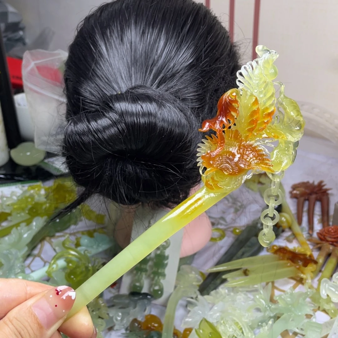 未镶嵌蛇纹石玉发饰小*猫