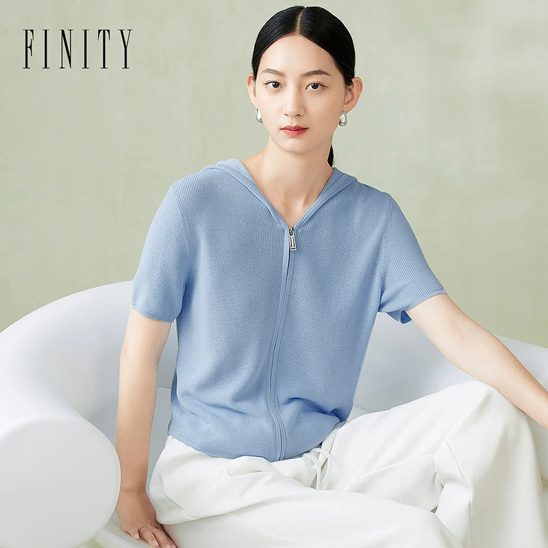 【粉丝专享】FINITY 新款时尚气质休闲百搭连帽针织衫 F21X4B71Z2