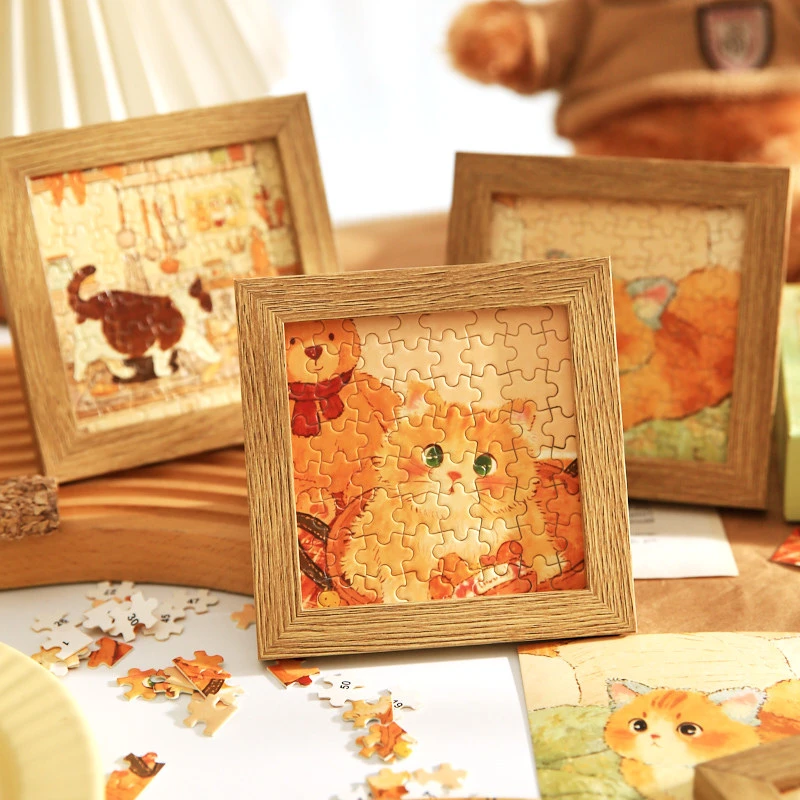 纸先生小猫电台系列五寸拼图礼盒可爱小动物插画桌面拼图摆件