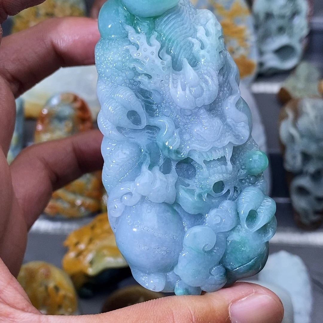 宁***m定制翡翠未镶嵌龙牌抖音基地质检发货 买断抛光3天