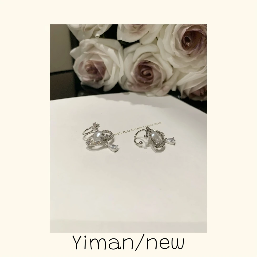 铜合金树脂耳饰 精致小星球吊坠耳骨夹MZ3422