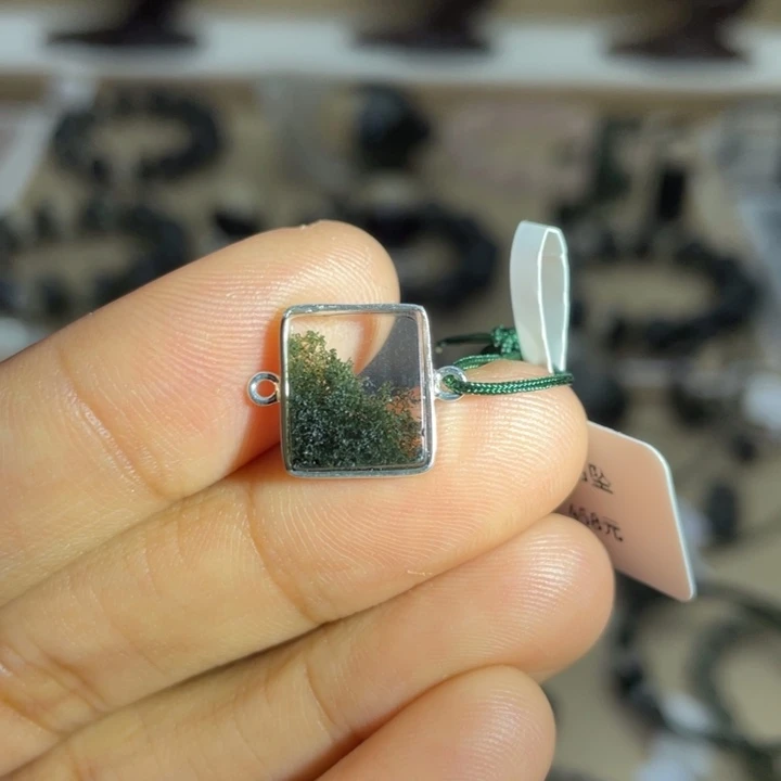 银S925镶嵌手链水晶绿幽灵定制