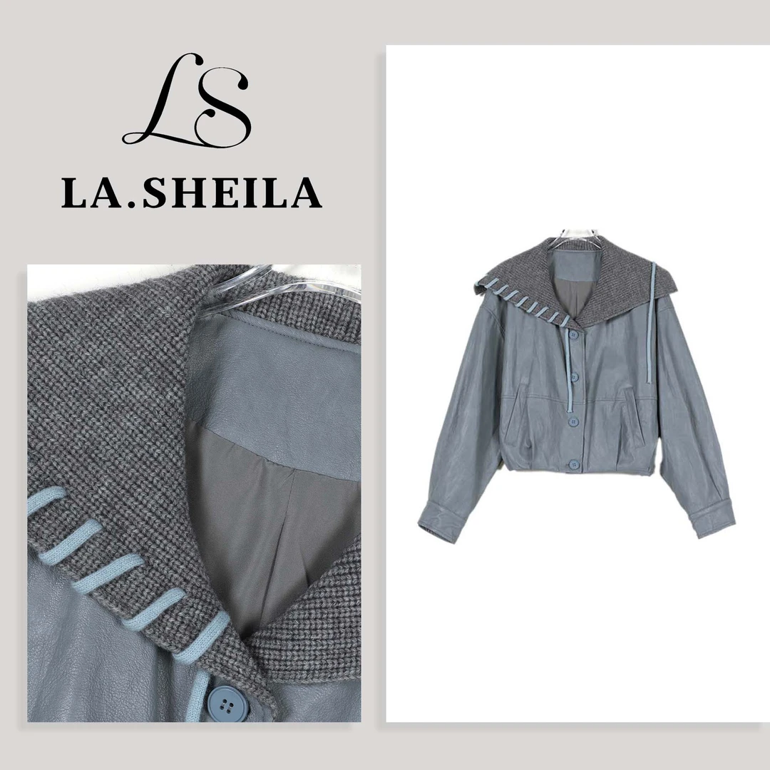 LA.Sheila琥珀流光“巴洛克”针织披肩皮衣外套253-WT/0716-95266