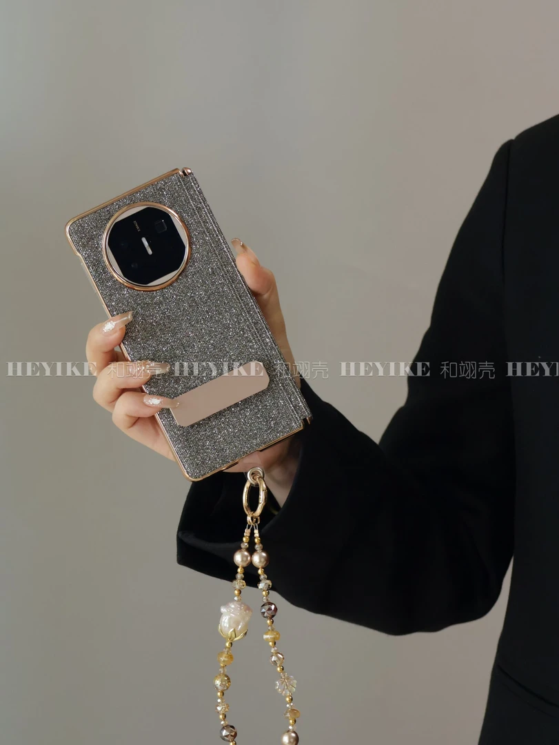 高级感微闪流光适用华为mateX6手机壳X5典藏版折叠包中轴旋转支架