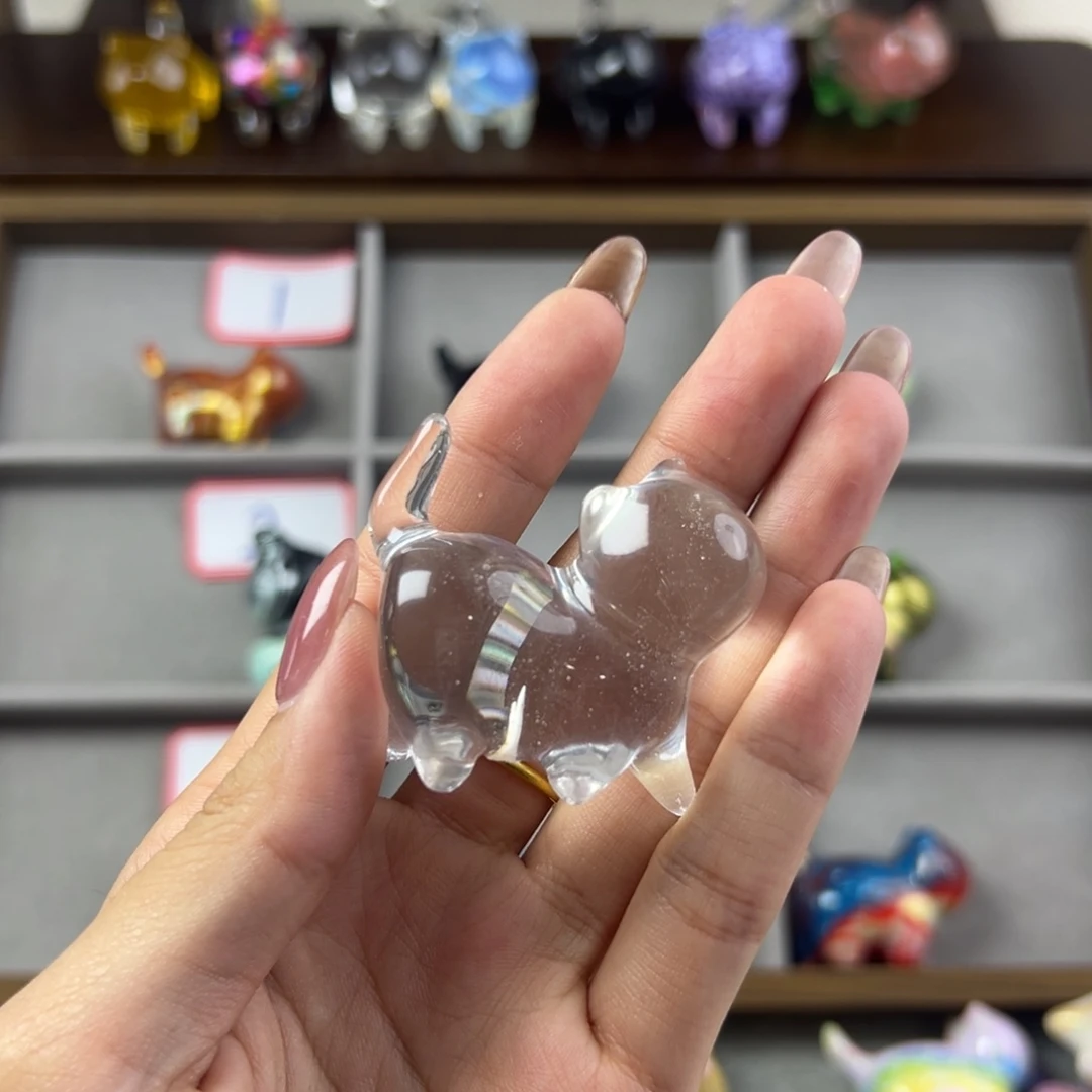 纯透水晶猫小姐摆件