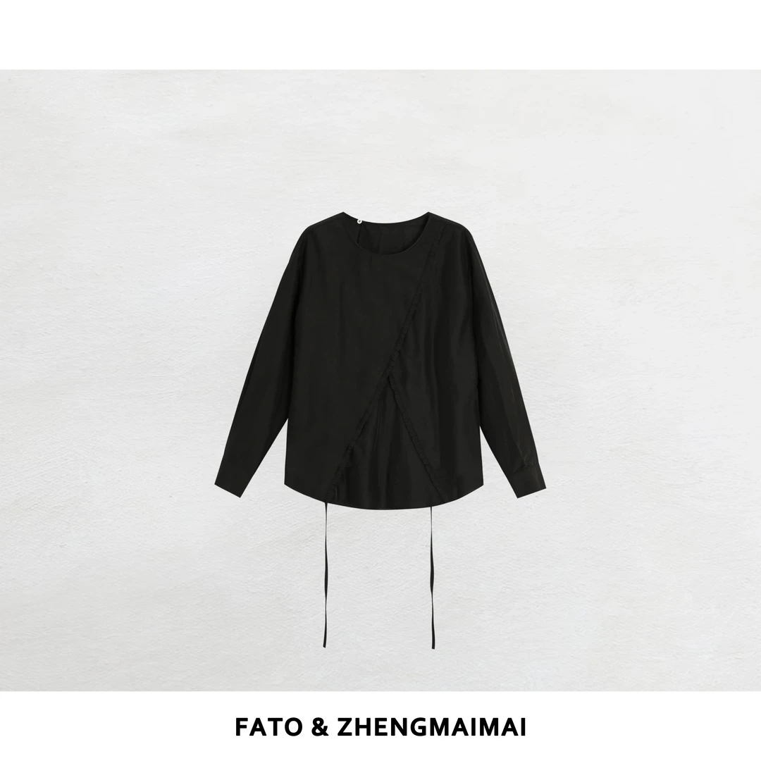 【郑买买】罗曼结 韩系ins休闲百搭大码系带小衫YZ50903S1