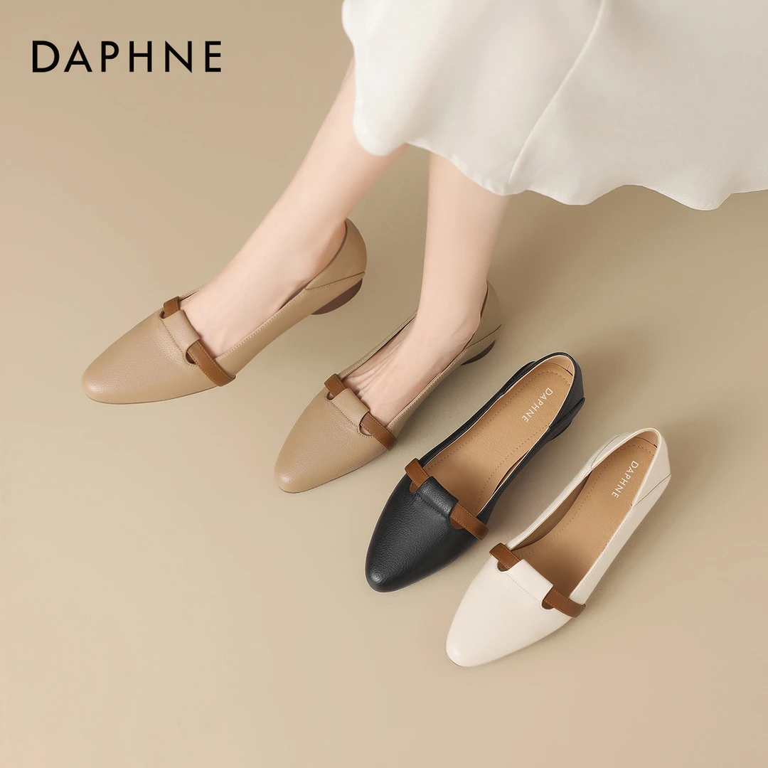 达芙妮平底单鞋女春秋季浅口2025爆款玛丽珍女鞋低跟皮鞋