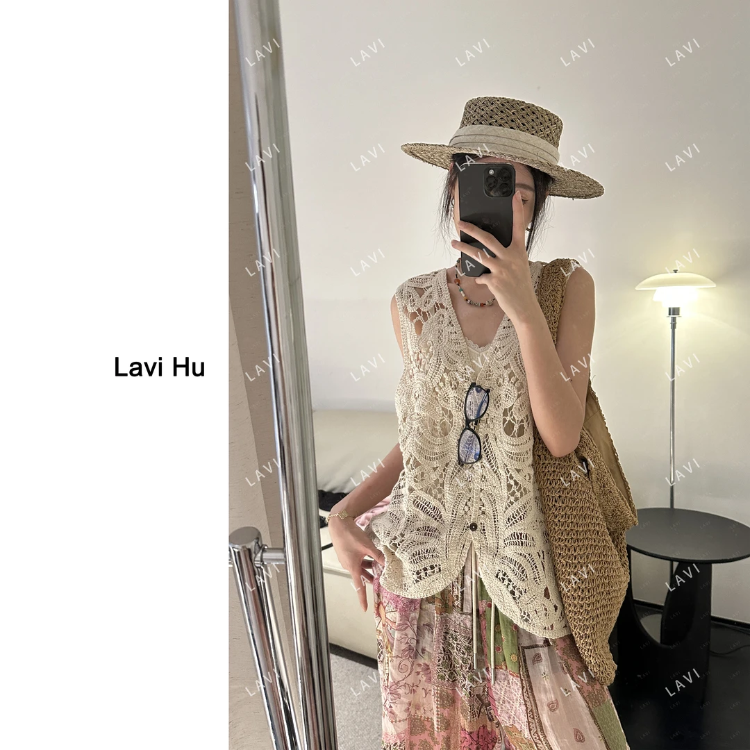拉斐尔的愿望 时尚气质镂空复古无袖针织马甲M3723