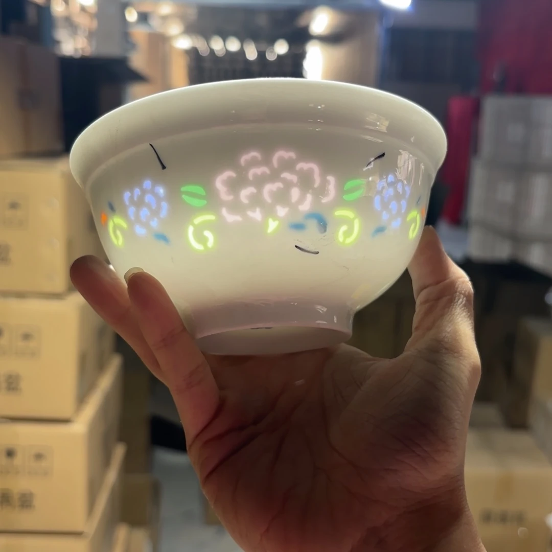 玉瓷景德镇陶瓷米饭碗两只微瑕