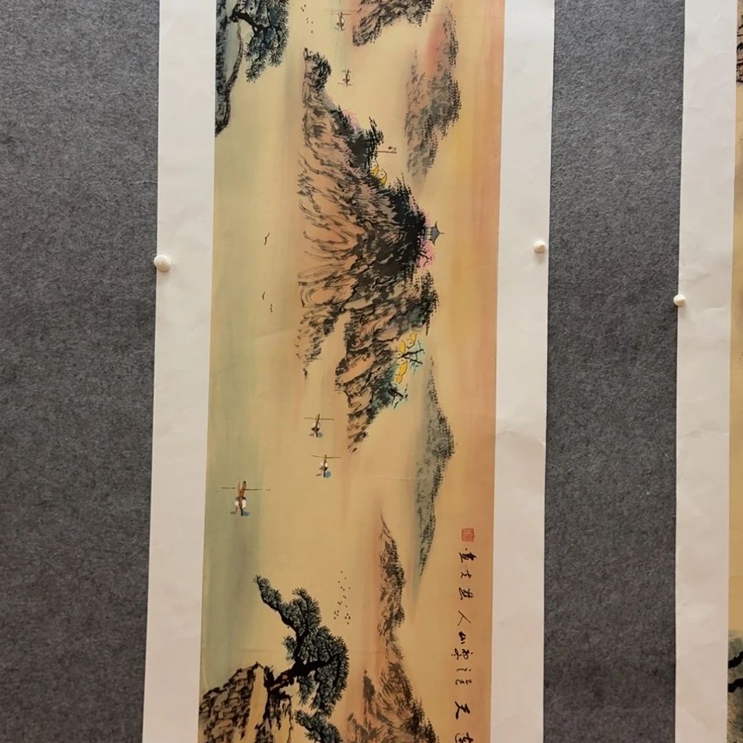 国画六尺对开作品刘儒樵山水