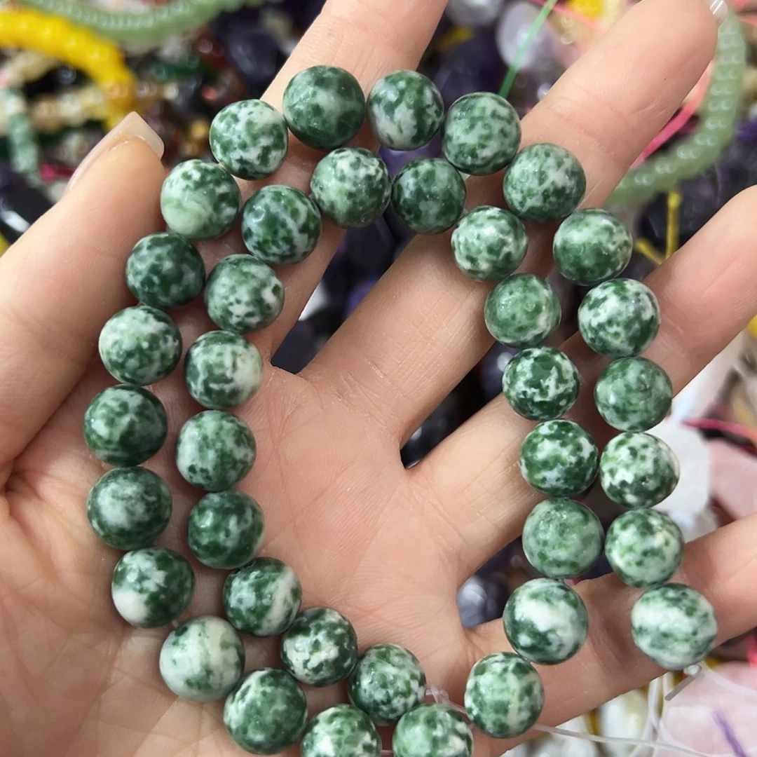 玛瑙/玉髓未镶嵌珠宝半成品，卡10绿点石一条