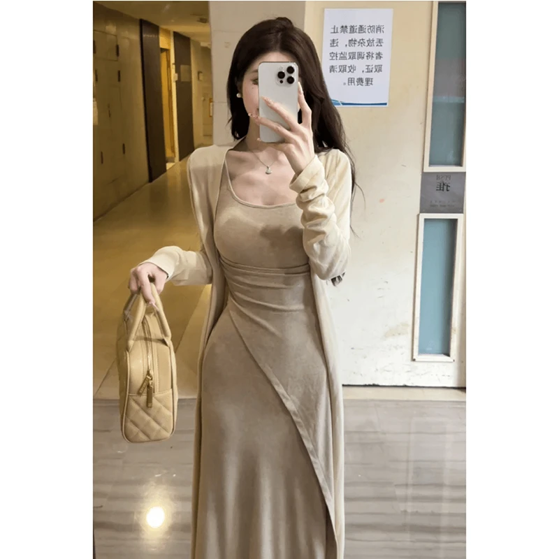 YY2025新款早春收腰显瘦气质连衣裙套装3140