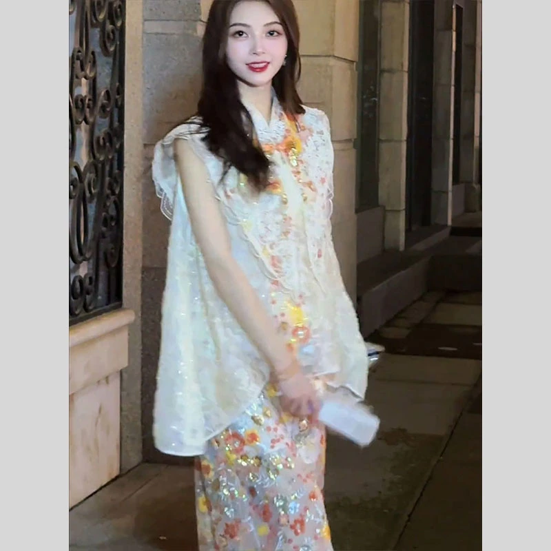 新中式国风女装知性风上衣半裙套装2025夏新款老钱风松弛感两件套