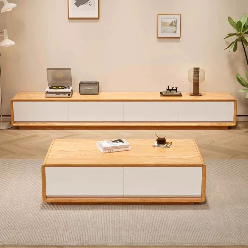 奶油风轻奢高款落地茶几电视柜组合简约现代大小户型SF888