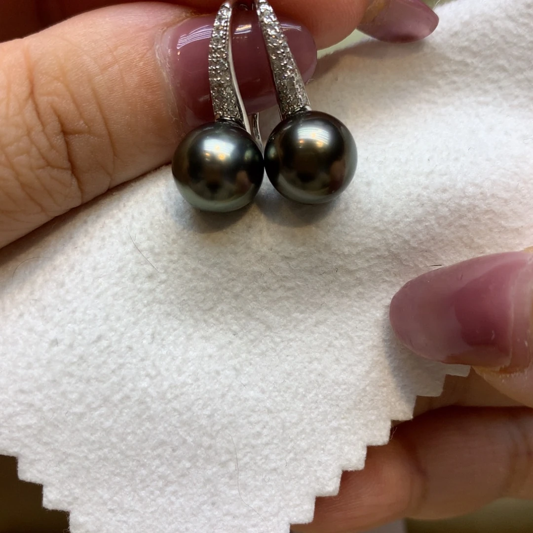 银S925镶嵌耳饰海水珍珠