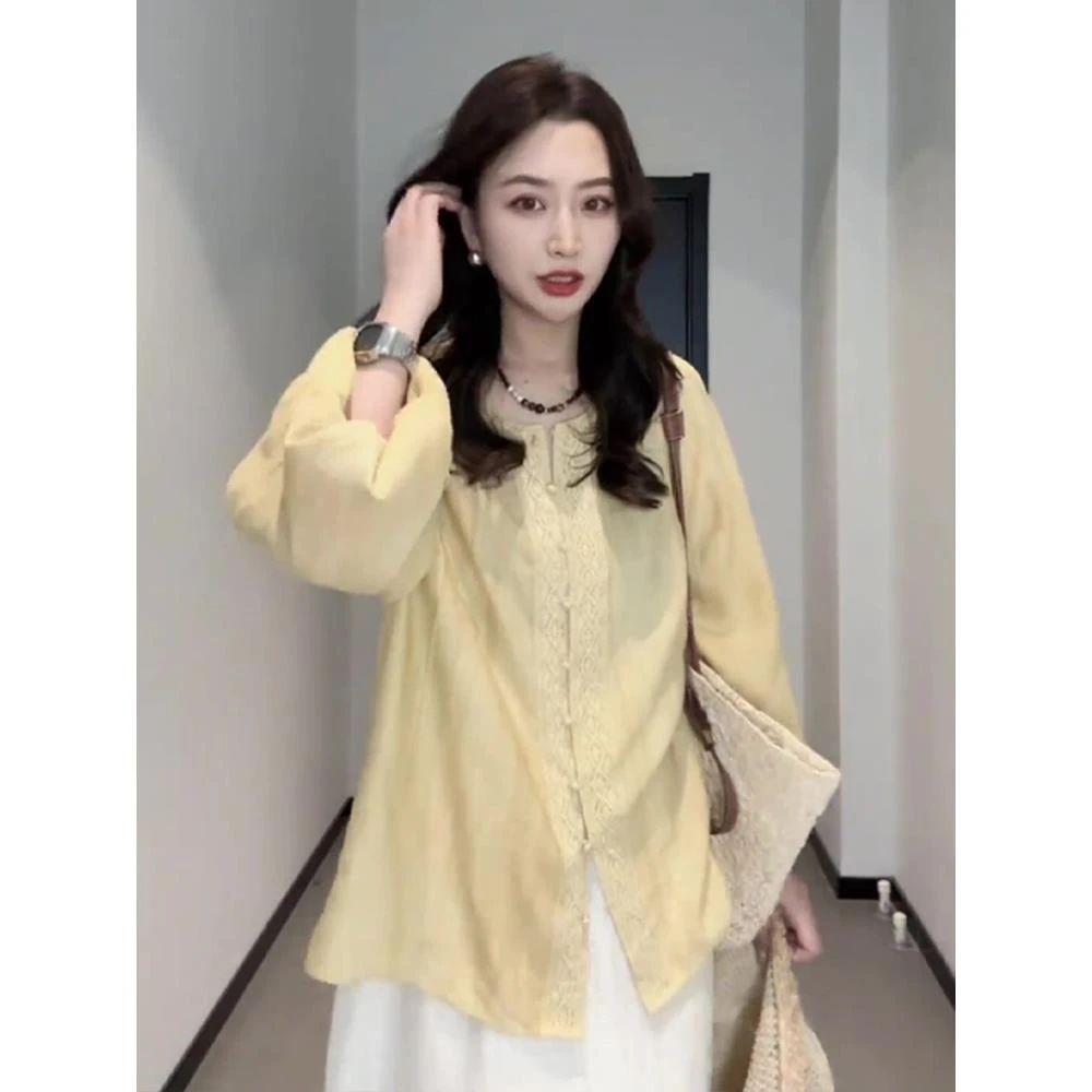 【惬意松弛】 欧若风气质百搭新中式国风衬衫夏季新款轻薄宽松衬衣