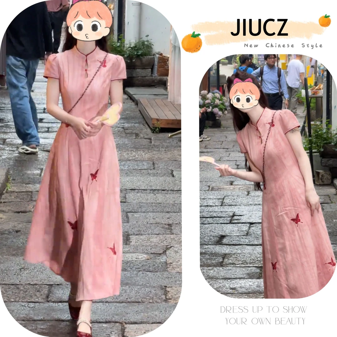 2025夏季新款新中式时尚洋气复古中国风气质连衣裙U0128