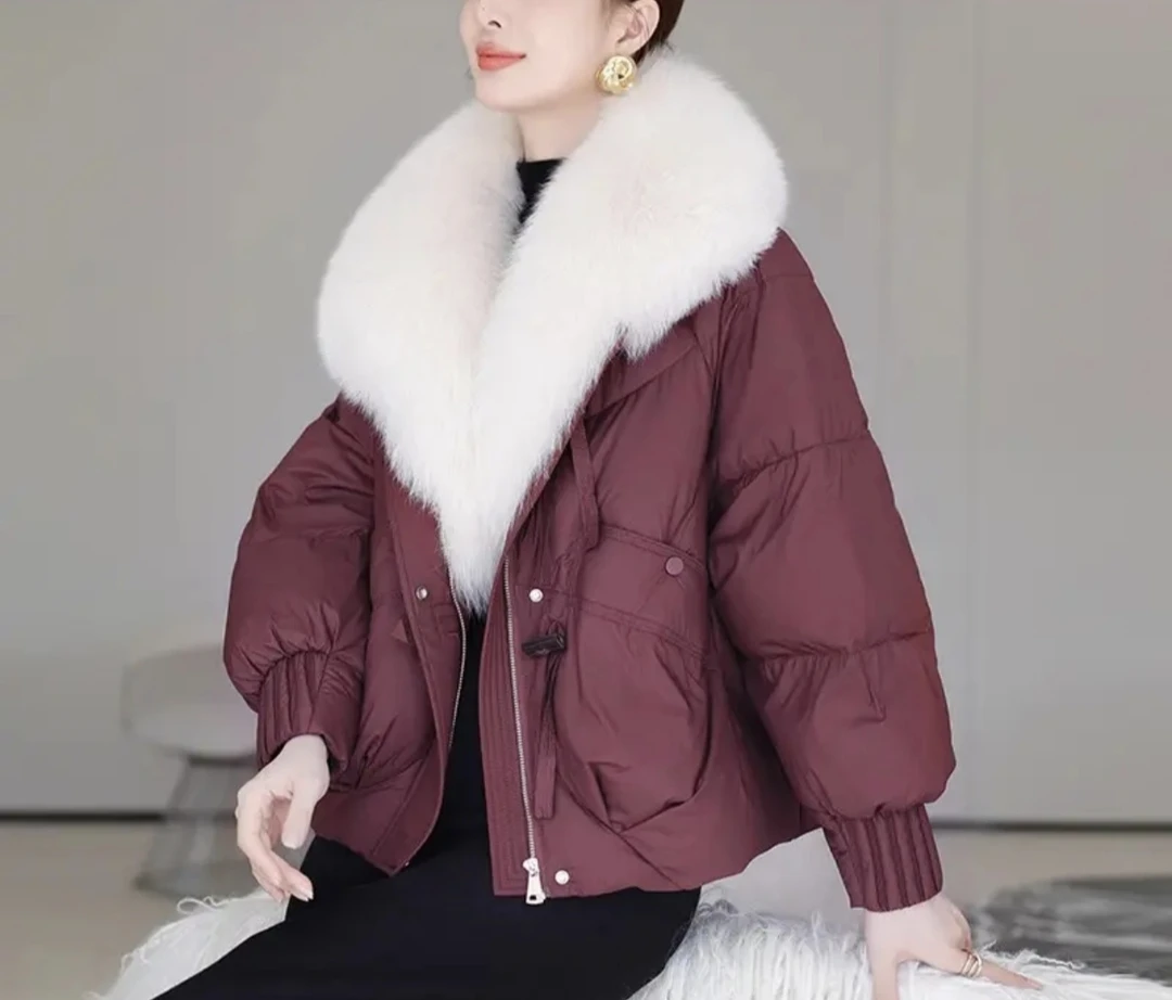 2025新款鸭绒大毛领短款时尚百搭小个子鸭绒羽绒服