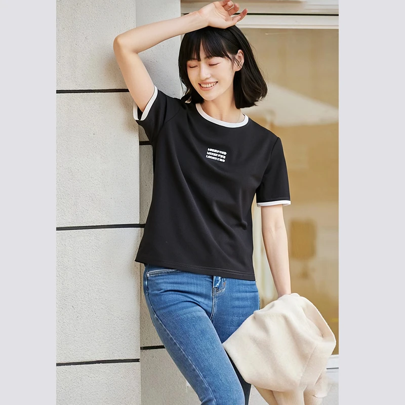 38804【碧K系列】圆领字母显瘦T恤LA9161