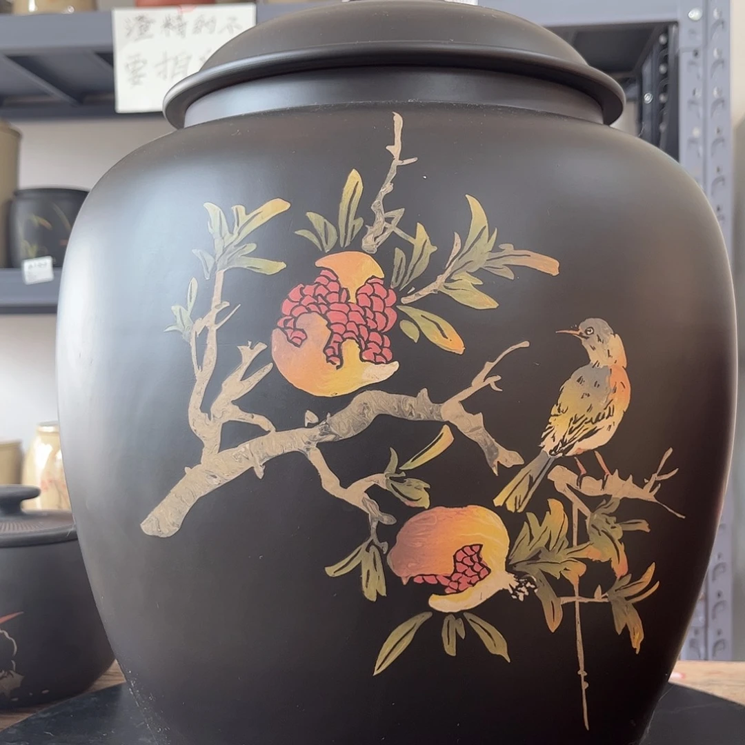 罐红泥哑光存茶缸