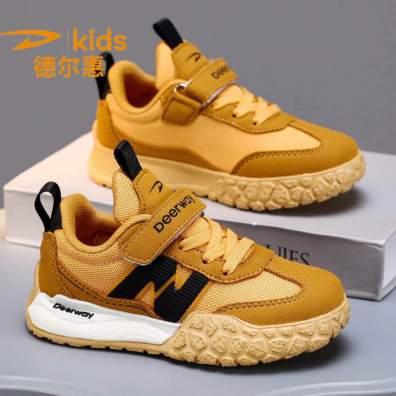 德尔惠男童运动鞋男2025春季新款舒适网面轻便软底青少年亲子板鞋