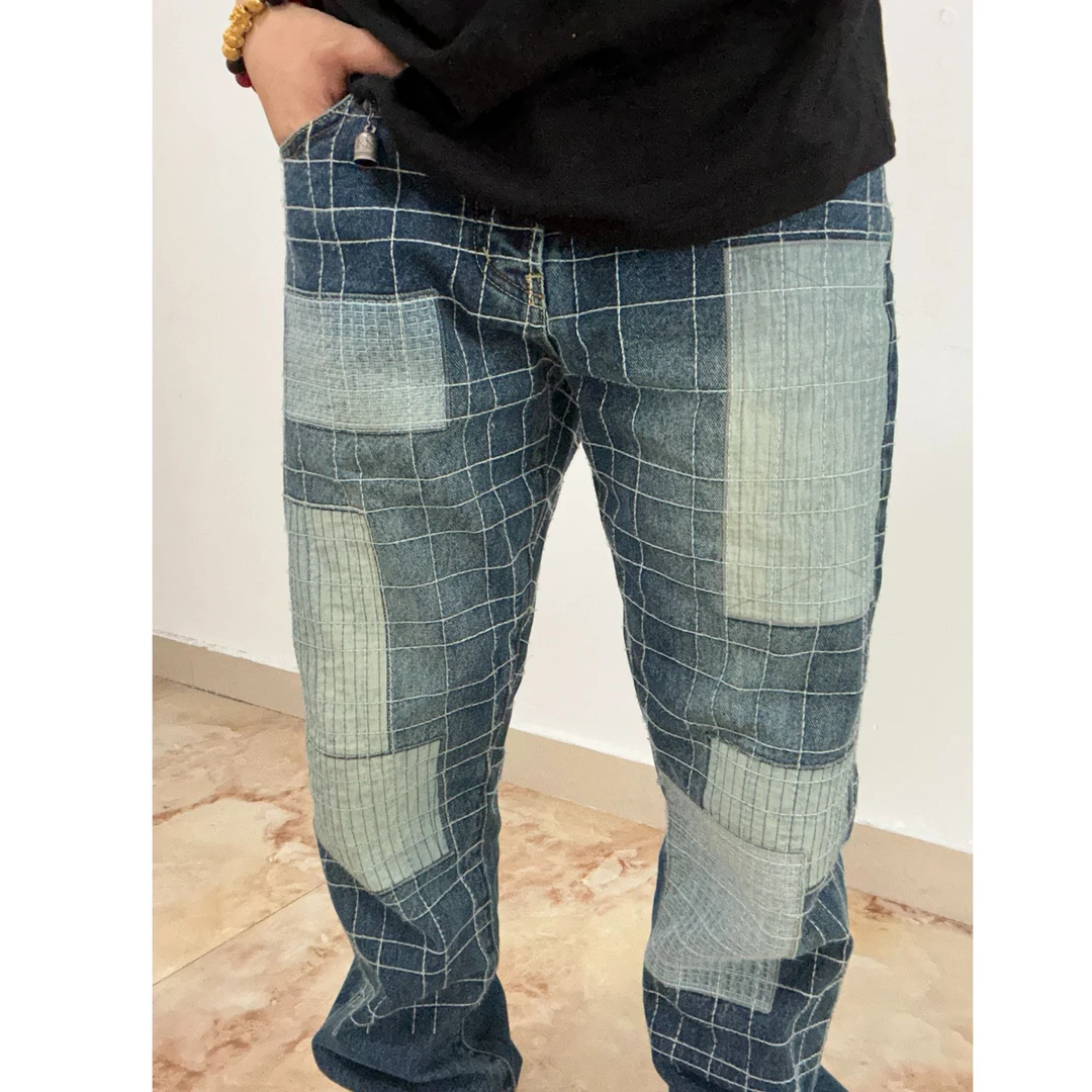 重工时尚补丁水洗牛仔裤长裤【直播间】