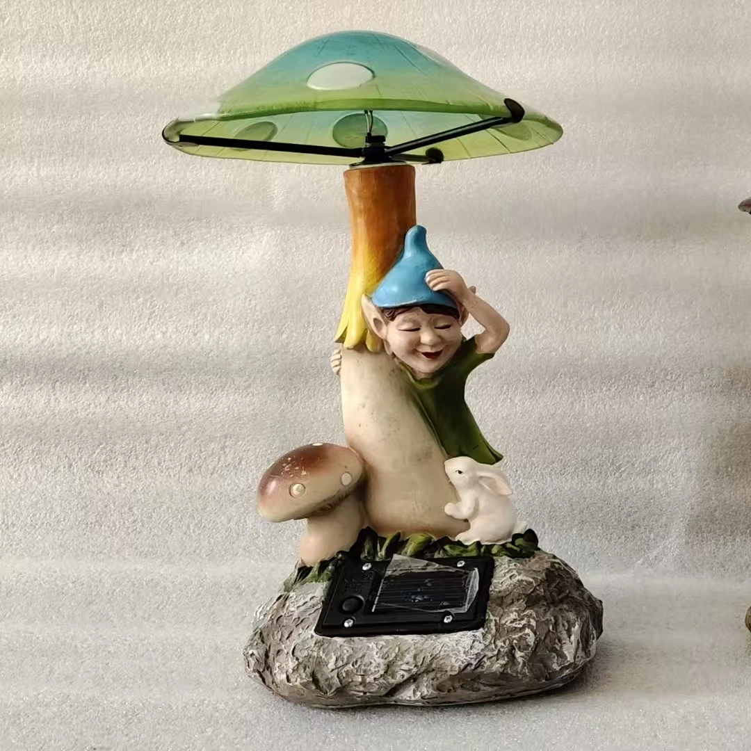 绿蘑菇精灵装饰灯户外家居装饰摆件园林树脂摆件美式摆件