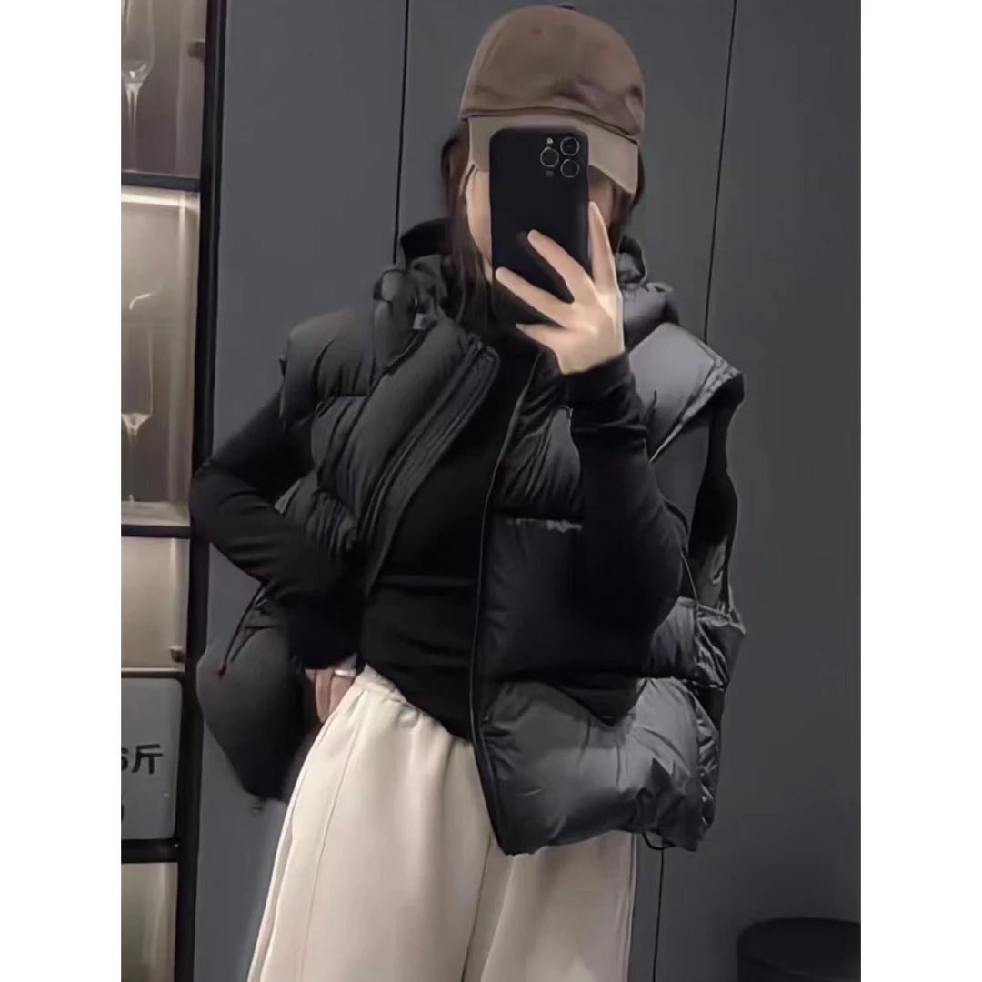 秋冬新款连帽宽松泡芙背心外套 8820