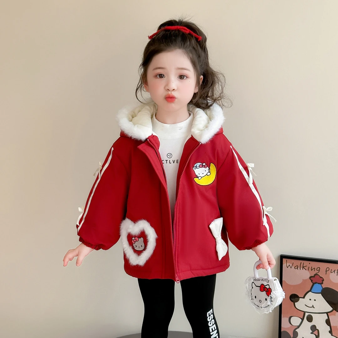 女童加绒外套秋冬2025新款洋气儿童装衣服宝宝加厚冬连帽保暖棉袄