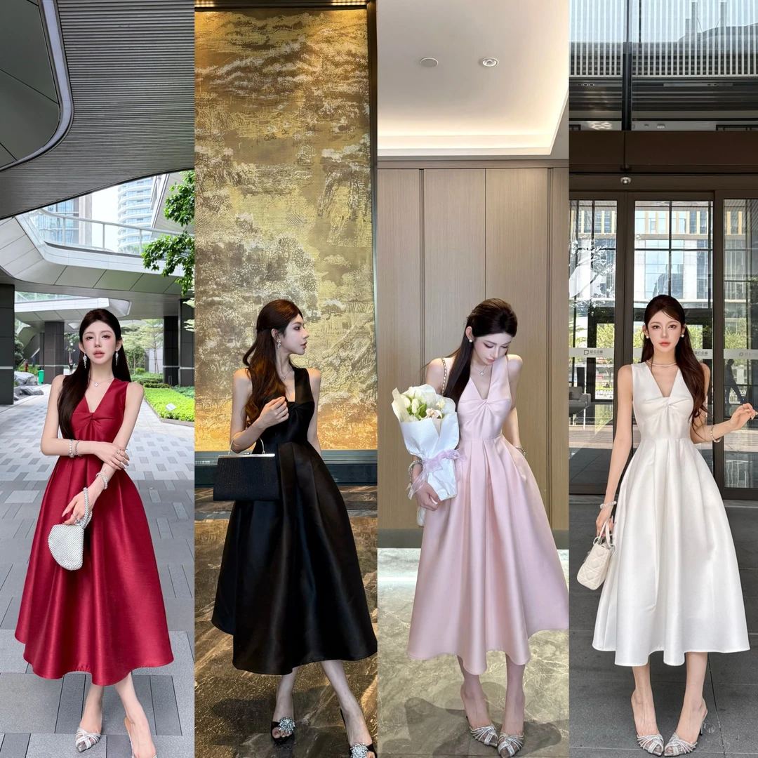 粉红PINK丨“黄金比例”设计感小众V领显瘦收腰夏季LWJ25B2Q1185