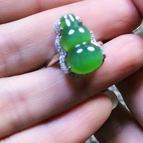 和田玉银S925镶嵌戒指